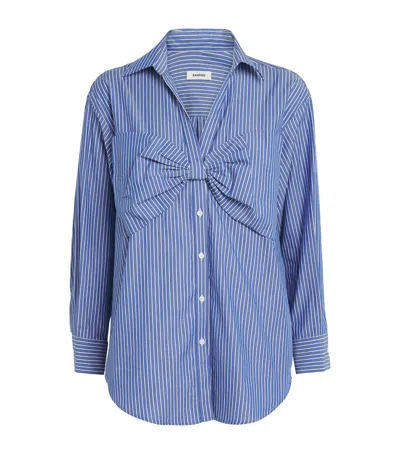 Sandro Cotton Stripe Bow Shirt In Blue