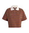 Sandro Womens Brown Striped Polo-collar Cotton-jersey T-shirt In Multi