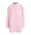 Sandro Womens Roses Embellished Striped Cotton Shirt In Pink