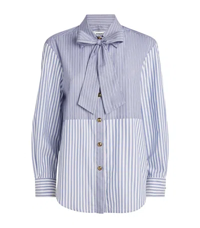 Sandro Striped Tie-neck Shirt In Blue