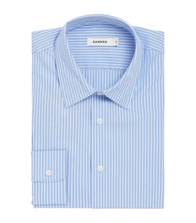 Sandro Cotton Striped Shirt In Blue
