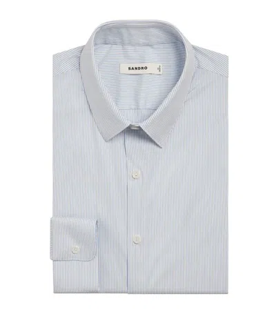 Sandro Cotton Striped Shirt In Blue