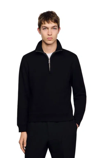 Sandro Cotton Sweatshirt In Black