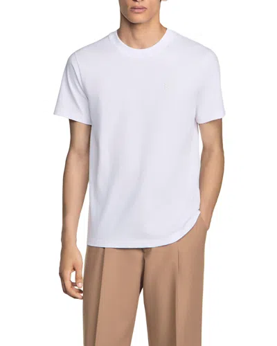 Sandro Cotton T Shirt With Leather Logo Patch In White