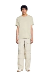 Sandro Cotton T-shirt With Logo In Light Kaki.