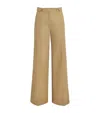 Sandro Cotton Wide-leg Trousers In Brown