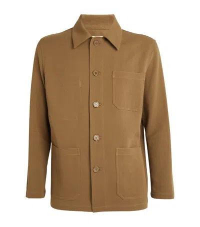 Sandro Button-down Cotton Shirt Jacket In Brown