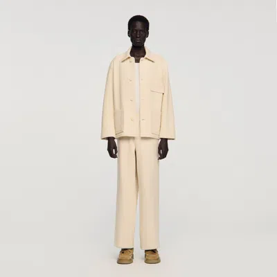 Sandro Cotton Worker Jacket In Nude