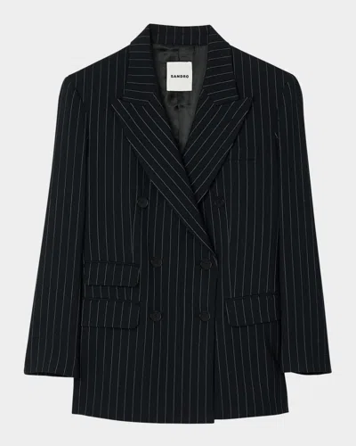 SANDRO COURBEVOIE STRIPED SUIT JACKET