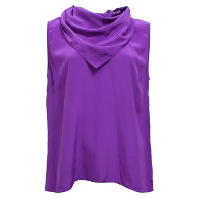 Sandro Cowl Neck Blouse In Purple Silk