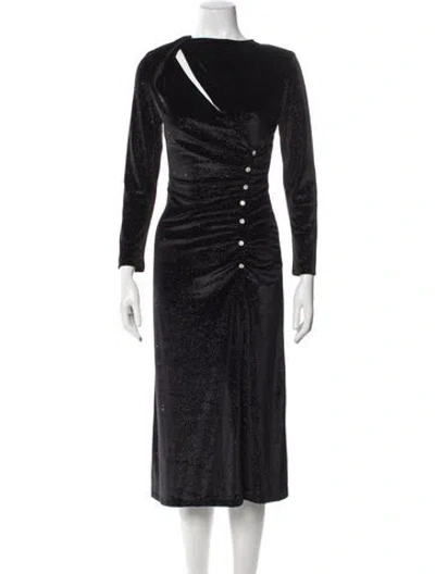 Pre-owned Sandro Cowl Neck Midi Length Dress In Black