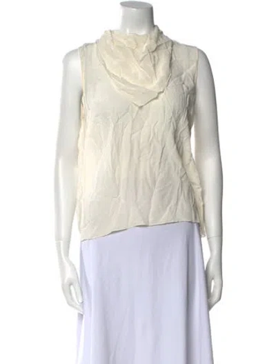 Pre-owned Sandro Cowl Neck Sleeveless Top In Neutral