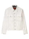Sandro Crackle-effect Denim Shirt Jacket In White