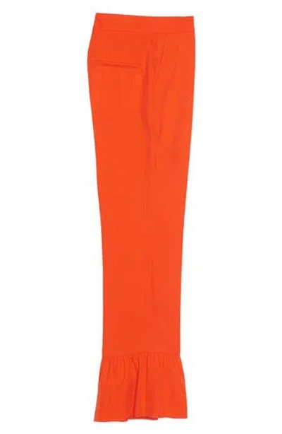 Sandro Crazy Ruffle Wide Leg Pants In Orange