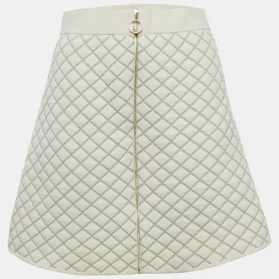 Pre-owned Sandro Cream Quilted Knit Mini Skirt S In White