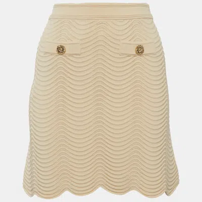 Sandro Cream Textured Knit Mini Skirt In White