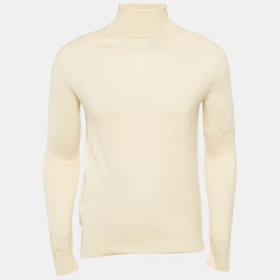 Pre-owned Sandro Cream Wool Blend Turtleneck Jumper S In White