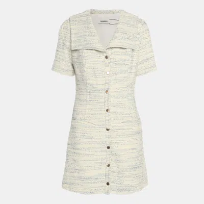 Sandro Cream/blue Tweed Mini Dress In Gray