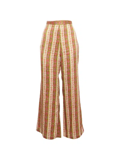 Pre-owned Sandro Crepe Flared Trousers In Neutral