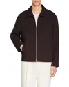 Sandro Waffled Regular Collar Zip Jacket In Brown
