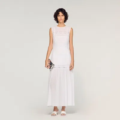Sandro Crepon Maxi Dress In White