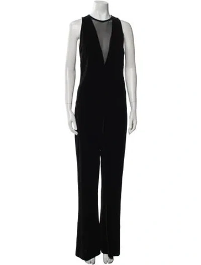 Pre-owned Sandro Crew Neck Jumpsuit In Black
