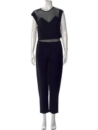 Pre-owned Sandro Crew Neck Jumpsuit In Black