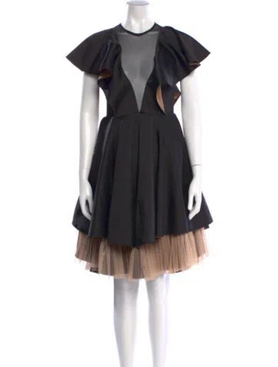 Pre-owned Sandro Crew Neck Knee-length Dress In Black