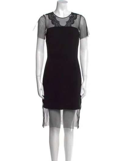 Pre-owned Sandro Crew Neck Knee-length Dress In Black