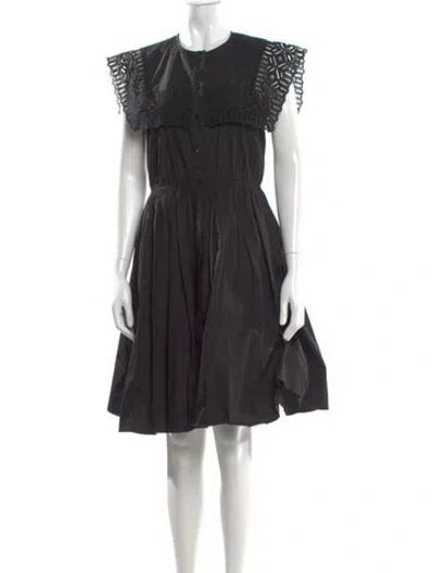 Pre-owned Sandro Crew Neck Knee-length Dress In Black