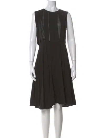 Pre-owned Sandro Crew Neck Knee-length Dress In Black