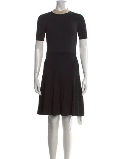Pre-owned Sandro Crew Neck Knee-length Dress In Black