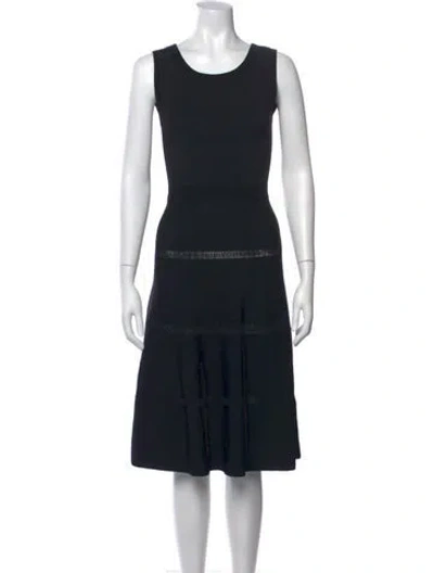 Pre-owned Sandro Crew Neck Knee-length Dress In Black