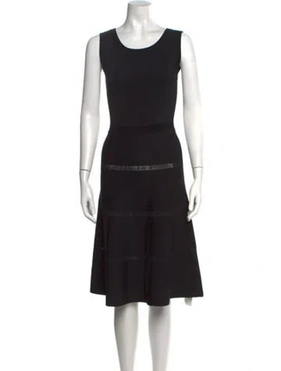 Pre-owned Sandro Crew Neck Knee-length Dress In Black