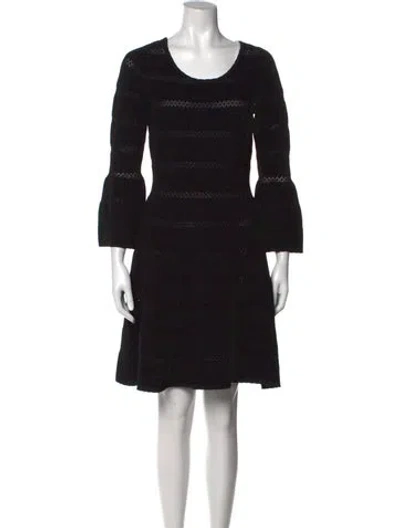 Pre-owned Sandro Crew Neck Knee-length Dress In Black