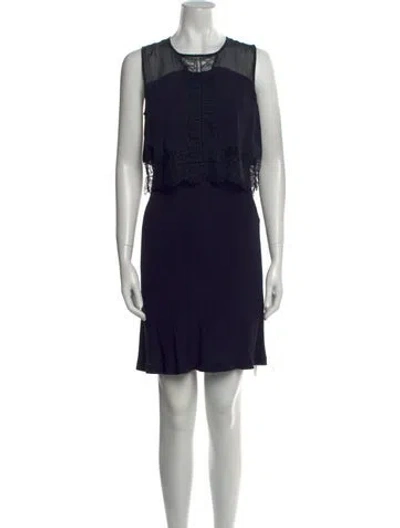 Pre-owned Sandro Crew Neck Knee-length Dress In Blue
