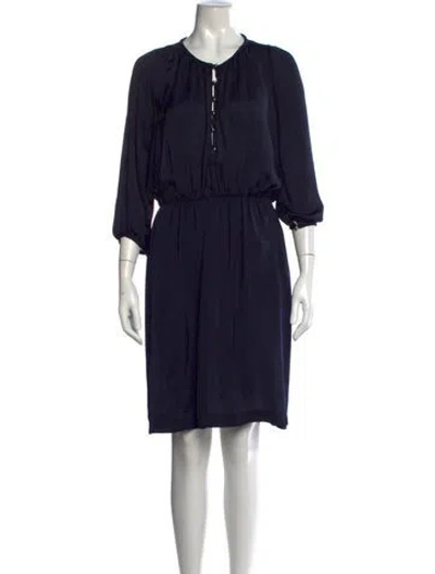 Pre-owned Sandro Crew Neck Knee-length Dress In Blue