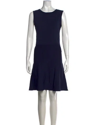 Pre-owned Sandro Crew Neck Knee-length Dress In Blue