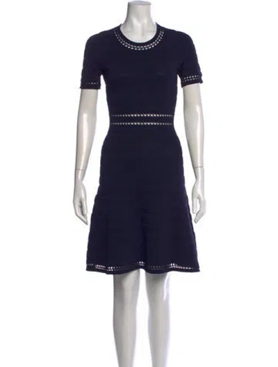 Pre-owned Sandro Crew Neck Knee-length Dress In Blue