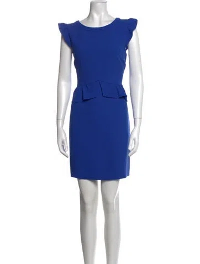Pre-owned Sandro Crew Neck Knee-length Dress In Blue