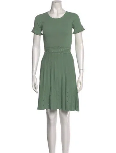 Pre-owned Sandro Crew Neck Knee-length Dress In Green