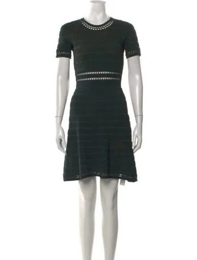 Pre-owned Sandro Crew Neck Knee-length Dress In Green