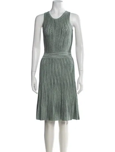 Pre-owned Sandro Crew Neck Knee-length Dress In Green/metallic