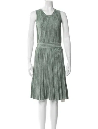 Pre-owned Sandro Crew Neck Knee-length Dress In Green/metallic