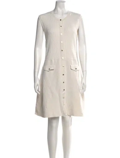 Pre-owned Sandro Crew Neck Knee-length Dress In Neutral