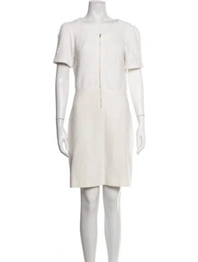 Pre-owned Sandro Crew Neck Knee-length Dress In White