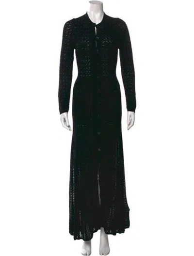 Pre-owned Sandro Crew Neck Long Dress In Black