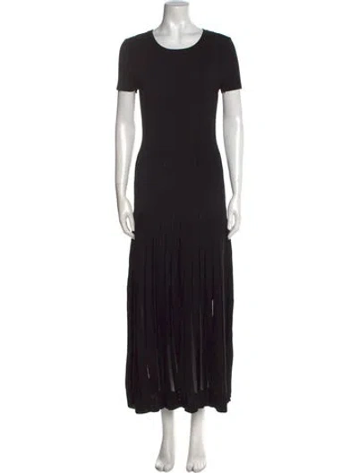 Pre-owned Sandro Crew Neck Long Dress In Black