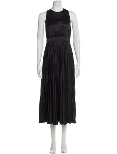Pre-owned Sandro Crew Neck Long Dress In Black