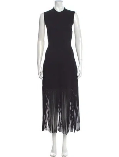 Pre-owned Sandro Crew Neck Long Dress In Black